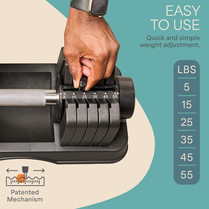 LifePro Регульована гантель - зміна ваги від 1,8 до 40,8 кг, для дому та спортзалу, компактний дизайн, чорний колір