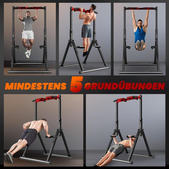 Стойка для підтягувань Klimmzugstange Freistehend - Power Tower для дому, тренажер для силових тренувань, чорний/червоний