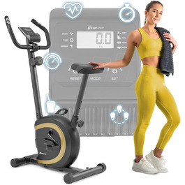 Велотренажер Hop-Sport HS-015H для дому, компактний, для літніх людей, із пульсометром та антиковзаючими педалями, золото