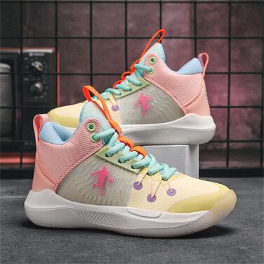 Баскетбольні кросівки TBJ для чоловіків та жінок. Зручні, спортивні, з неслизькою підошвою, стійкі до зношування. Колір: білий, рожевий. Розмір: 31 EU