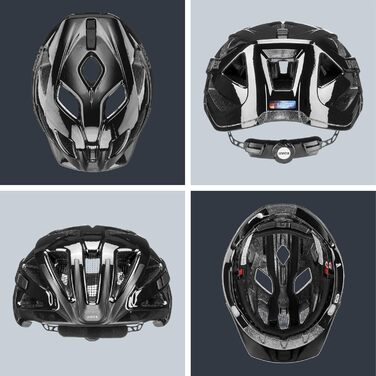 Шолом uvex active: безпечний універсальний шолом для жінок та чоловіків, регульований розмір, розширюється світлодіодним ліхтариком, чорний глянцевий, 52-57 см, Single