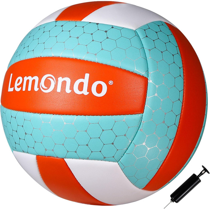 Волейбольний м'яч Lemondo, розмір 5 - м'який PU-м'яч з насосом - для залу та вулиці - водонепроникний та неслизький - для пляжу, залу, тренувань (з насосом)