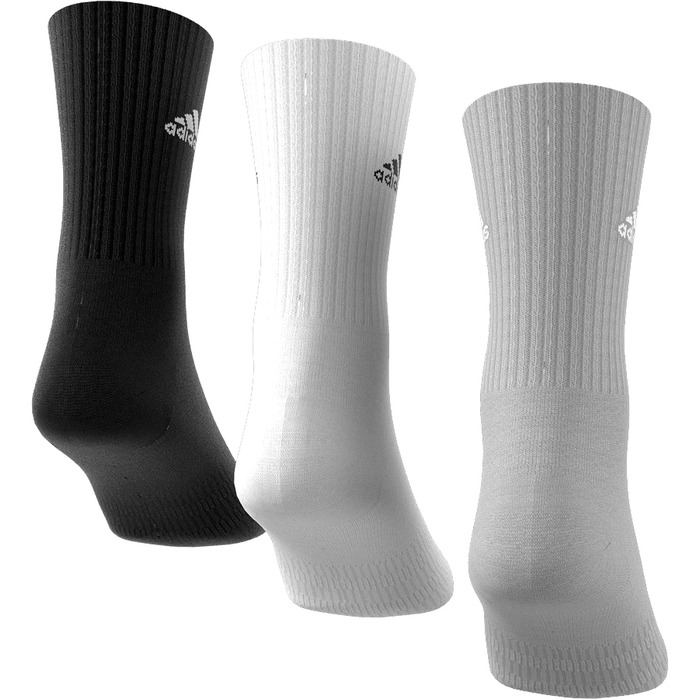 Набір махрових високих шкарпеток adidas Unisex Cushioned Crew, 3 пари, сірий/білий/чорний, розмір XXL (49-51)