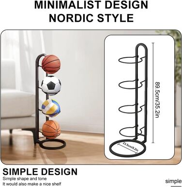 Стовпчик для м'ячів на 4 яруси, вертикальна підставка для зберігання м'ячів, стелаж для футбольних м'ячів, знімна металева підставка для демонстрації, полиця для зберігання м'ячів, для волейболу, баскетболу, футболу