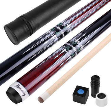 Набір для більярду Bonvalry Pool-Queue-Kit: якісний більярдний кий з пробірного клена, кейс та аксесуари. Вага: 595 г