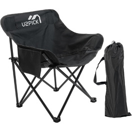 Складний стілець U2PICK для кемпінгу: легкий, міцний, з кишенькою та тримачем для напоїв (чорний)