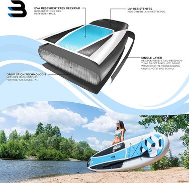 Надувна SUP-дошка Bluemarina Ariki 230x65x10 см, гарантія 5 років, набір для веслування, вантажопідйомність 90/120/140 кг