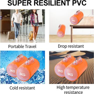 Гідравлічні гантелі Deiris, набір для заповнення водою, вага до 14 кг/пара, для силових тренувань та фітнесу, помаранчевий колір, пара 10 кг