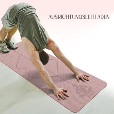 Йога-килимок Yogii 6 мм, протиковзкий TPE килимок для йоги, пілатесу та фітнесу з лініями розмітки, Nude / Старорожевий