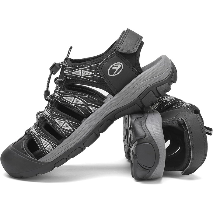 Чоловічі сандалі FLARUT для активного відпочинку та туризму (42 EU, чорно-білі)