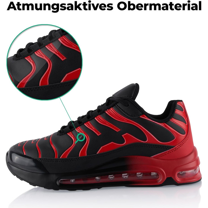 Спортивні кросівки для жінок та чоловіків, амортизація, легкі бігові кросівки, чорний, зелений, оранжевий (38 EU, чорний, червоний)