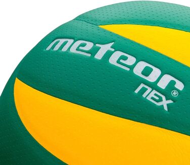 М'яч волейбольний Meteor® #5 NEX Green/Yellow для дітей, юнаків та дам, тренувальний, м'який, з надійним зчепленням