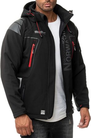 Чоловіча софтшеллова куртка Geographical Norway - функціональна, дихаюча, для активного відпочинку та походів, чорний - 03