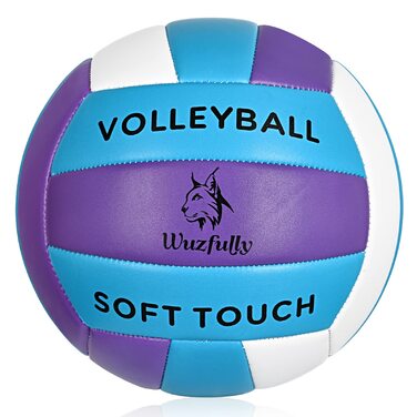 Волейбольні м'ячі Wuzfully Soft Touch: для залу, вулиці, пляжу. Розмір 5, біло-фіолетові