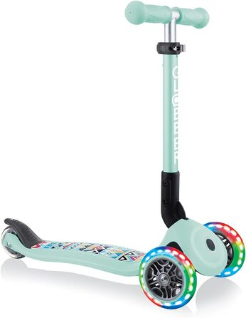 Дитячий триколісний самокат GLOBBER JUNIOR Foldable Fantasy Lights з LED колесами 120/80 мм, ABEC 5, складаний