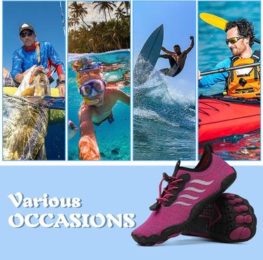 Чоботи для плавання чоловічі та жіночі, аквашузи, шкарпетки для плавання, літні, швидковисихаючі, для серфінгу, розмір 38 EU, фіолетовий