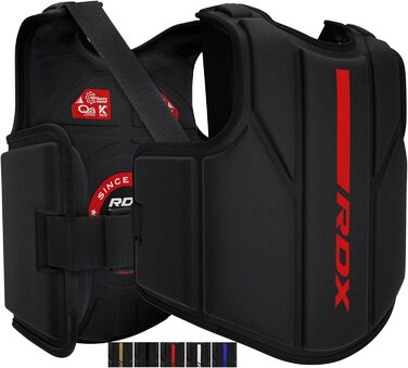 Захист для корпусу RDX з Maya Hide шкіри, червоний S/M – для кікбоксингу, MMA, муай-тай, боксу, регульований, для домашніх і тренажерних занять
