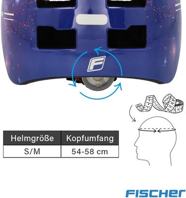Дитячий велосипедний шолом FISCHER BMX з LED-підсвіткою, шолом для велоспорту, захисний шолом для дітей, Dirt Bike, інтегроване заднє світло