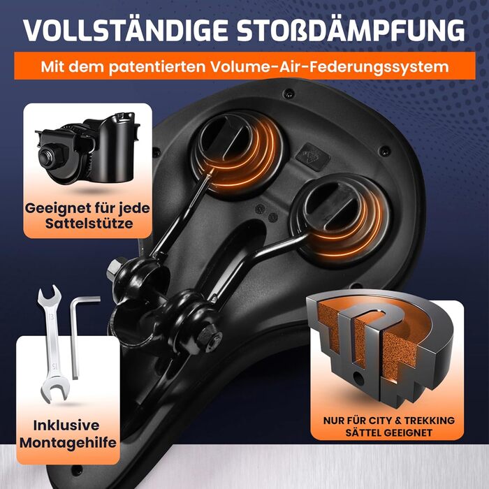 ANFIL® Велосипедне сідло - Максимальний комфорт - Ергономічне сідло з Memory Foam 3.0 для жінок та чоловіків - Зручне та м'яке з оптимізованим розподілом тиску для тривалих поїздок (трекінг)