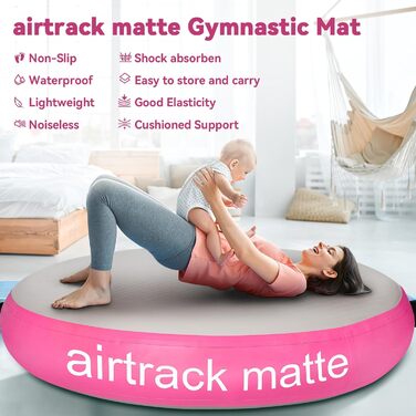 Airtrack Airspot надувний мат для гімнастики 140x20 см, рожевий - тренувальний мат для акробатики