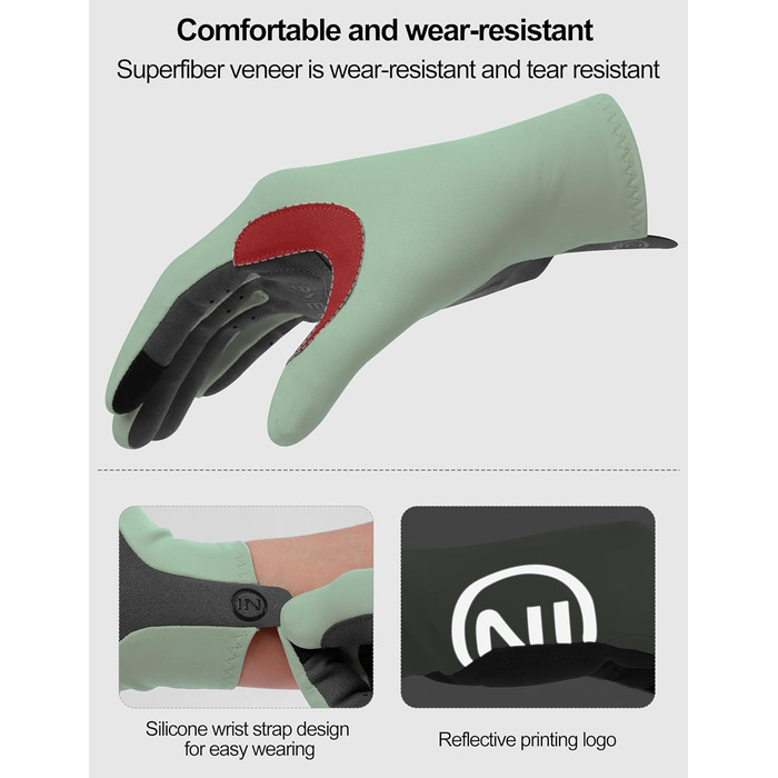 Велосипедні рукавички INBIKE для чоловіків та жінок, літні, дихаючі, MTB, без пальців, світловідбиваючі, антиковзні, для їзди на велосипеді, шосе, спорту (S, Зелений)