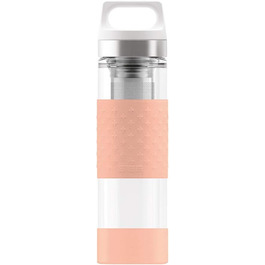Термос-пляшка скляна SIGG Hot & Cold 0.4 л, ізольована, безпечна, з силіконовим чохлом Shy Pink