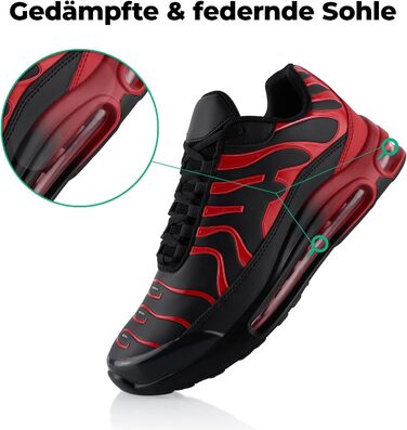 Спортивні кросівки для жінок та чоловіків, амортизація, легкі бігові кросівки, чорний, зелений, оранжевий (38 EU, чорний, червоний)