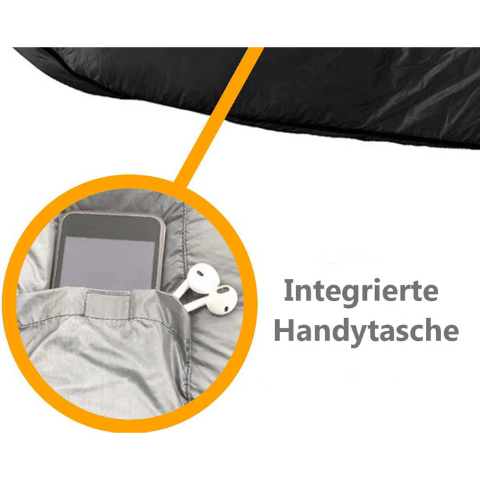 Спальний мішок HikeMeister® Mumienschlafsack 1600 г - для кемпінгу, чорний, 220 x 80 см, з внутрішньою кишенею, комфортна температура 0-15°C, з чохлом для перенесення
