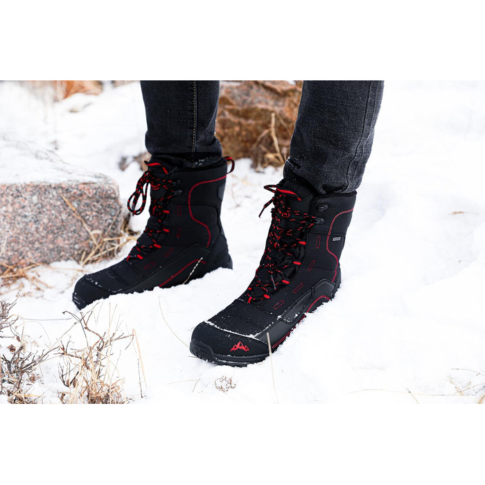 Чоловічі зимові чоботи Winter, з підкладкою з хутра, теплі, водонепроникні, розмір 43 EU, чорно-червоні