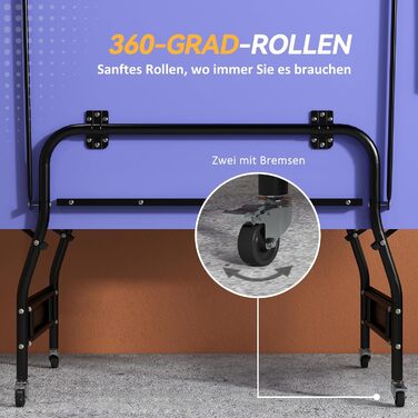 Стіл для пінг-понгу SPORTNOW Mid Size, розкладний, з роликами та сіткою, 3 м'ячі, 12 мм, вологостійкий, для гри в приміщенні та на вулиці, 274 x 152,5 x 76 см, блакитний