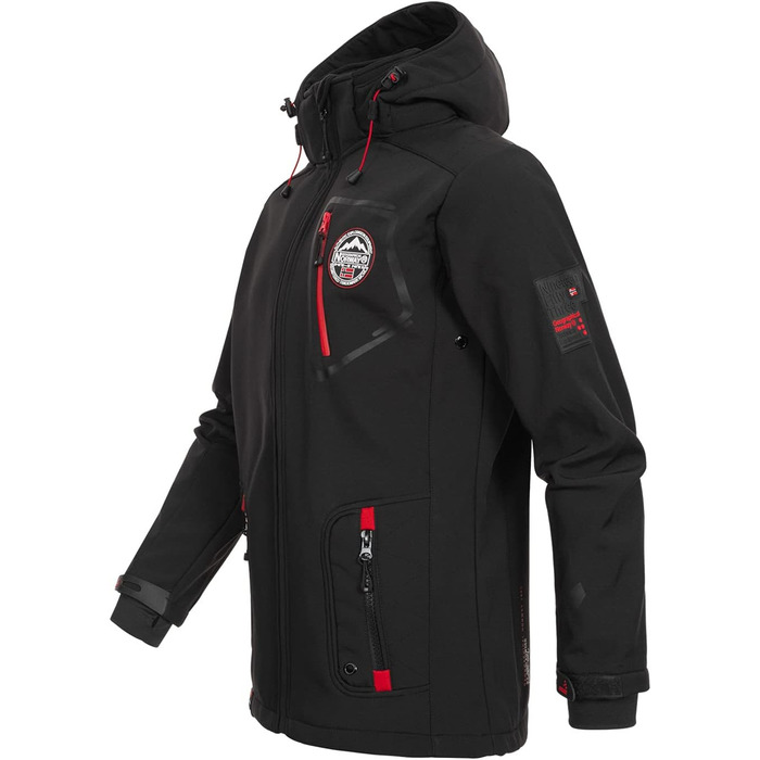 Чоловіча тактична куртка Geographical Norway Tacebook водонепроникна та дихаюча з капюшоном, демісезонна вітрівка для походів та outdoor (L, чорна)