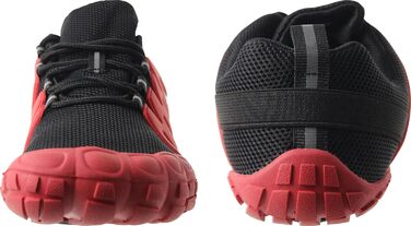 Жіночі кросівки для тренувань Weweya: мінімалістичні бігові кросівки barefoot з широкою передньою частиною (40 EU, чорний/червоний, регульований язик)