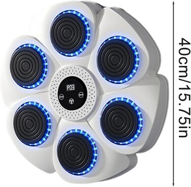 Музична бокс-машина для дорослих та дітей, розумна бокс-машина з подушкою для ударів, настінний кріплення, з рукавичками (біла)