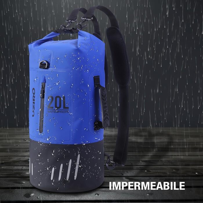 Водонепроникний рюкзак UZIRO 20L, Dry Bag, для активного відпочинку (Блакитний)