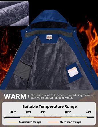 Водонепроникна зимова куртка WULFUL для чоловіків - тепла, вітрозахисна, синього кольору