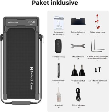 Беговая дорожка Mobvoi Home Laufband Plus Intelligente KI 3-in-1: складная, 2.5 PS, LED-дисплей, Bluetooth, для дома, до 120 кг, 12 км/год