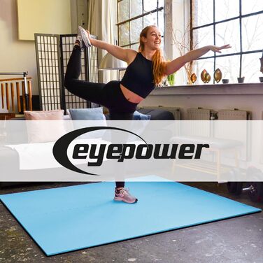 Пазловий спортивний мат Eyepower 2,5 см, EVA, 1 м², 4 шт., синьо-чорний, тренувальний килимок для фітнесу, спортзалу, з незначними дефектами