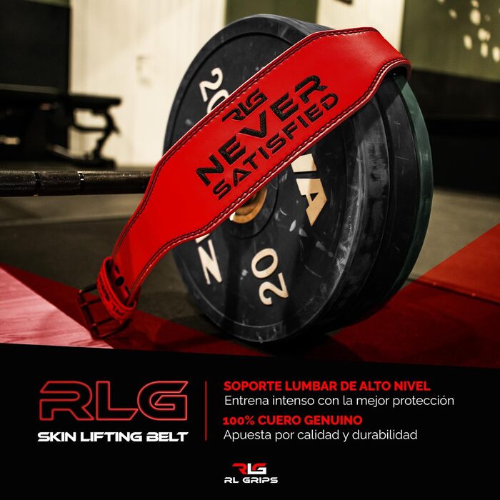 Шкіряний фітнес-пояс RL Grips XL червоний — пояс для важкої атлетики, пауерліфтингу, тренажерної зали, з м'якою підтримкою попереку