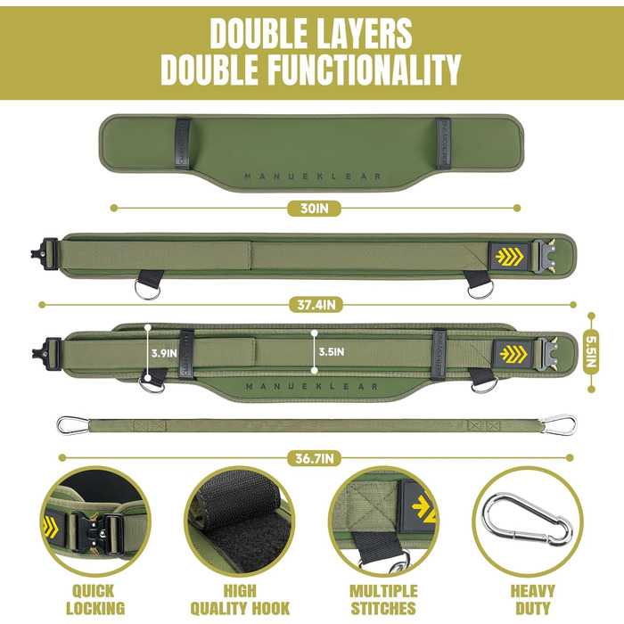Важкий пояс 2-в-1 з мотузкою 92 см, подвійний пояс для важкої атлетики, пауерліфтингу, фітнесу, зважений пояс для підтягувань та присідань, зелений L