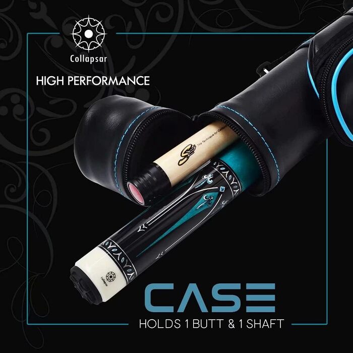 Більярдний кий Collapsar з кейсом TXE60: комплект з кейсом, захистом та кийком 20 once