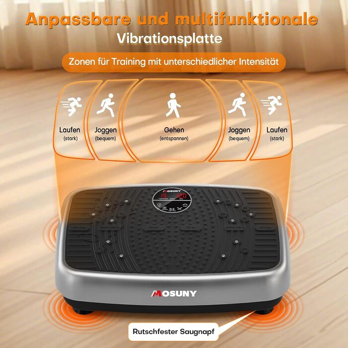 Вібраційна платформа MOSUNY з подвійним мотором для схуднення та тренувань всього тіла - масажер, до 200 кг, сірий