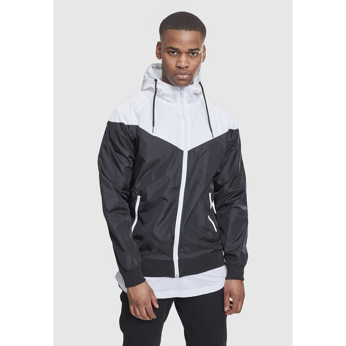 Чоловіча вітрівка Urban Classics Arrow Windrunner з капюшоном, демісезонна куртка з кольоровими блоками, 3XL, чорно-біла