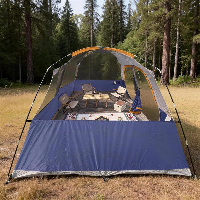 Намет сімейний CAMPROS Campingzelt 6 для 8 осіб, водонепроникний, 366x274x193 см, швидкий монтаж, 4 сезони, блакитний