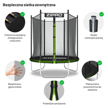 Дитячий садовий батут із зовнішньою захисною сіткою 127 см (4FT) — Zipro