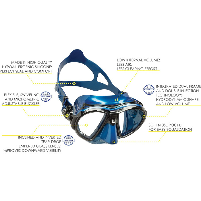 Дайвінгова маска Cressi Air Crystal, синя, Нері