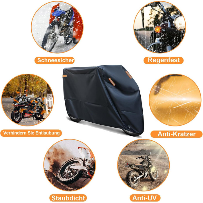 Захисний чохол для мотоцикла Motorrad Outdoor - зимовий, 210D, водонепроникний, 250x105x125 см