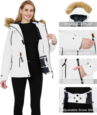 Водонепроникна лижна куртка Wantdo Daen: тепла, з штучним хутром, XXL