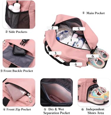 Велика спортивна сумка CORIOS для чоловіків і жінок, дорожня duffle bag з оксфорду, для плавання, фітнесу, тренувань, ручна поклажа з відділенням для взуття, сіра