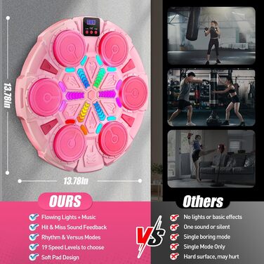 Боксерський тренажер Esnowlee з музикою та світлом, 11 режимів швидкості та 3 режими рахунку, для дітей та дорослих