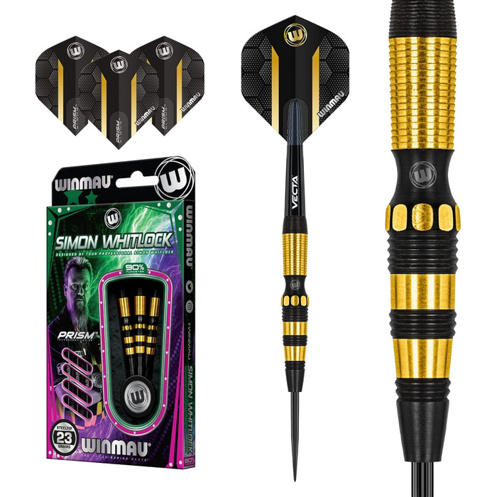 WINMAU Simon Whitlock Спеціальна серія 22г професійні дартси з вольфраму зі сталевим наконечником, комплект з оперенням і стрижнями